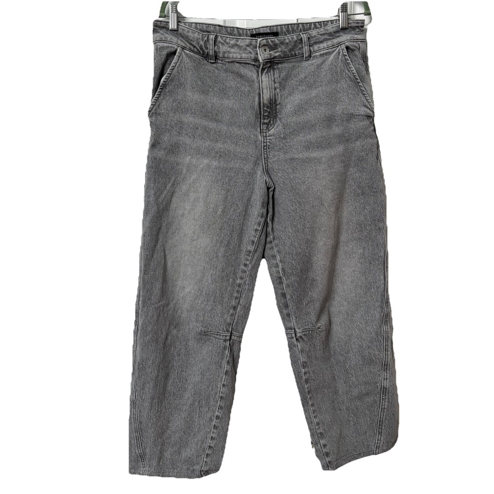 Sanctuary Twisted Seam Barrel Jeans Grey Standard Rise Curved Leg Size 32